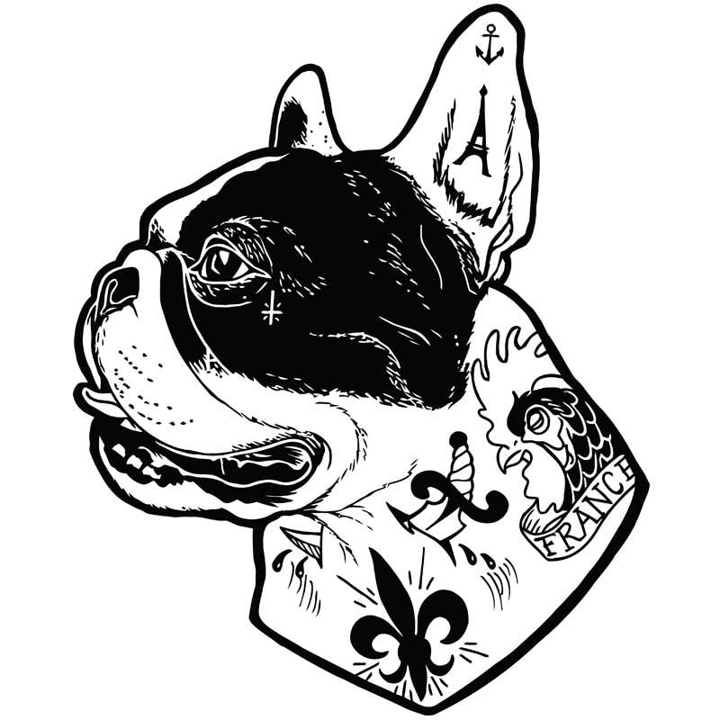 Tattooed french bulldog
