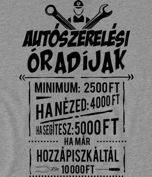 Autószerelési óradíjak Póló - Ha Car Mechanic rajongó ezeket a pólókat tuti imádni fogod!