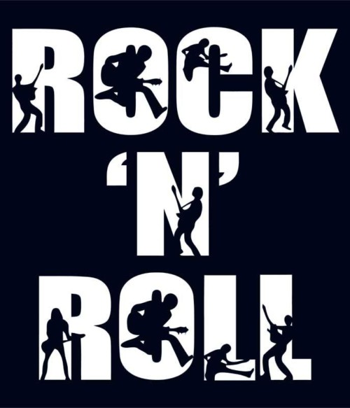 Rock 'N Roll Text Silhouette Póló - Ha Rocker rajongó ezeket a pólókat tuti imádni fogod!