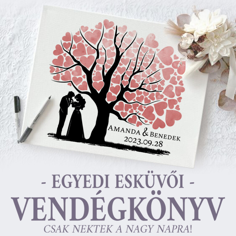 Egyedi esküvői vendégkönyv - Szerelem sziluett