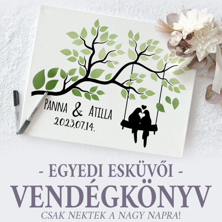 Egyedi esküvői vendégkönyv - Madár Pár