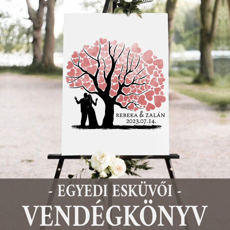 Egyedi esküvői vendégkönyv - Szerelem sziluett