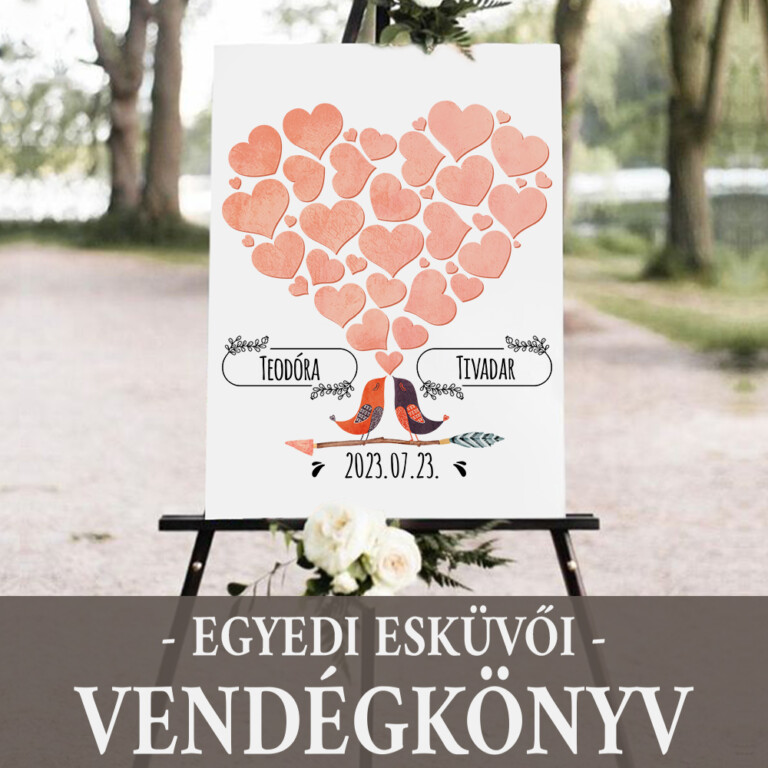 Egyedi esküvői vendégkönyv - Madár szerelem