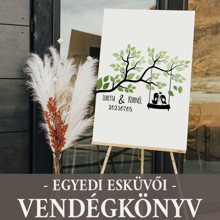 Egyedi esküvői vendégkönyv - Madár Pár