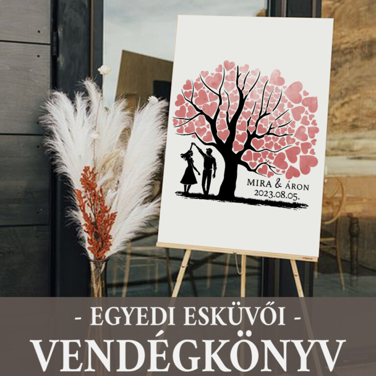 Egyedi esküvői vendégkönyv - Szerelem sziluett