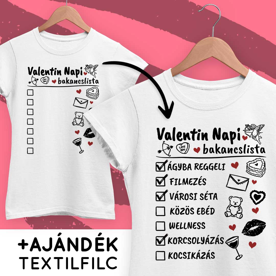 Saját Valentin Napi bakancslista - kézzel pipálható, AJÁNDÉK TEXTILFILCCEL - MyLife